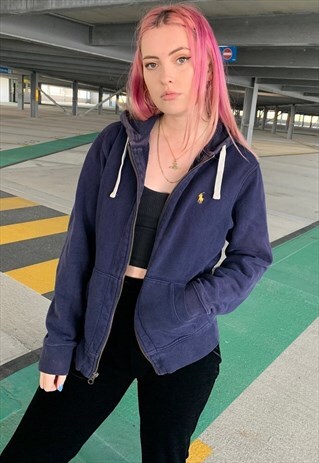 VINTAGE RALPH LAUREN EMBROIDERED ZIP UP HOODIE