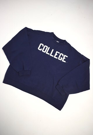 VINTAGE 90S JERZEES NAVY COLLEGE SWEATSHIRT