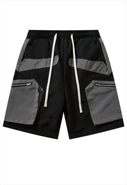 Cargo pocket utility shorts gorpcore crop pants in black