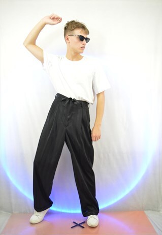 VINTAGE WIDE OVERSIZE BLACK TROUSERS