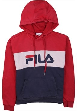 Vintage 90's Fila Hoodie Heavyweight Spellout Navy Blue