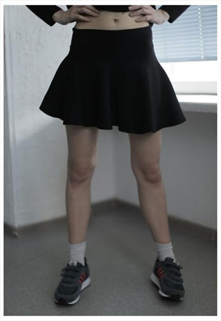 VINTAGE 90'S BLACK COTTON MINI SKIRT