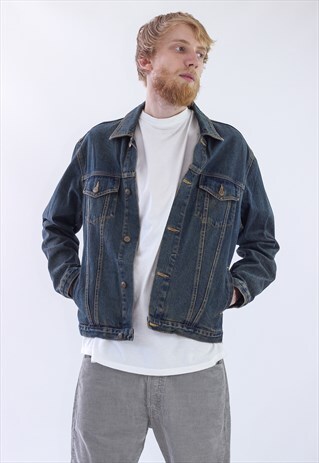 RARE 90S VINTAGE MEN METALLICA PATCH DENIM JACKET