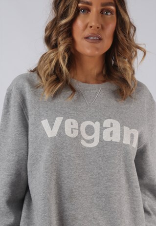 VINTAGE VEGAN SWEATSHIRT PRINT OVERSIZED UK 14 (DL2B)