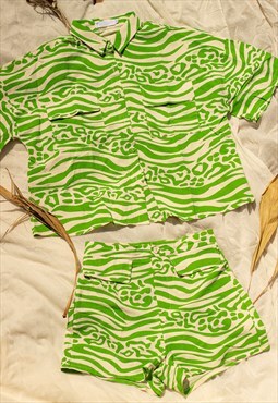 Safari Animal Print Box Shirt and Shorts Co Ord Set