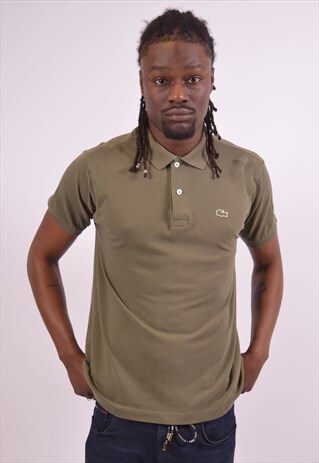 LACOSTE MENS VINTAGE POLO SHIRT LARGE KHAKI 90S
