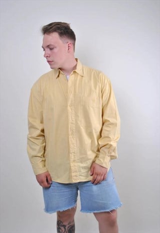 90s yellow heritage classic minimalist shirt, Size XL