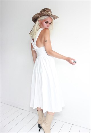 VINTAGE 60S WHITE COTTON MIDI DRESS