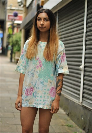 VINTAGE OVERSIZED PASTEL CRAZY PATTERN TSHIRT