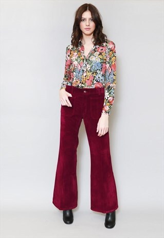 VINTAGE 1970'S MULTI COLOURED FLORAL DAGGER COLLAR SHIRT