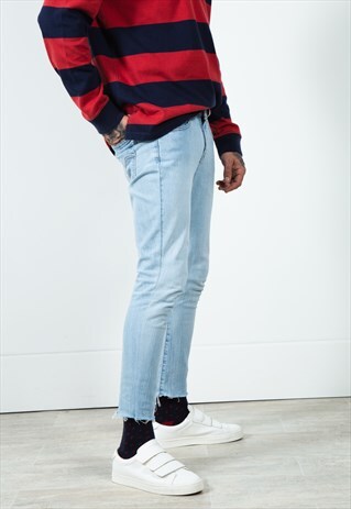 VINTAGE 80S LEVI'S SKINNY CUT-OFF JEANS LIGHT WASH / 0215
