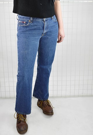 VINTAGE 90 TOMMY HILFIGER MID RISE AWKWARD LENGTH KICK FLARE