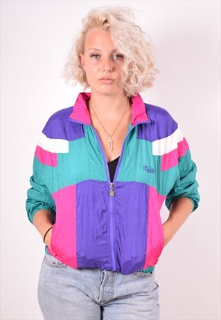 WOMENS VINTAGE TRACKSUIT TOP JACKET LARGE MULTI 90S