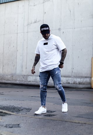 3D DISTRESSED TRUCKER - BLACK/WHITE