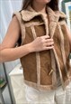 VINTAGE Y2K 00S BRAETAN FAUX FUR SHEARLING JACKET VEST GILET