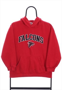 Vintage NFL Atlanta Falcons Spellout Red Hoodie Womens