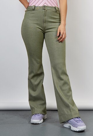 VINTAGE 70'S KHAKI FLARED TROUSERS