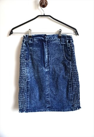 Vintage Denim Skirt Mini High Waist Acid Wash Skirts Boho