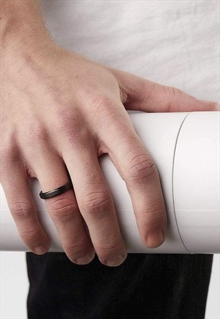 54 Floral Essential 3mm Signet Band Ring - Black