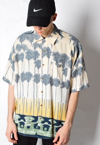 VINTAGE 90S PLAM TREE SUMMER FESTIVAL SHORT SLEEVE SHIRT