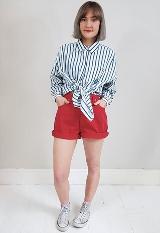 VINTAGE 90'S WHITE AND GREEN STRIPED SHIRT W/ MOTIF