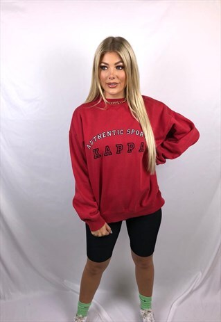 VINTAGE KAPPA SPELLOUT SWEATSHIRT IN RED