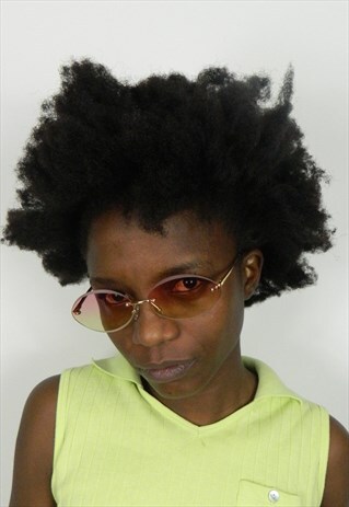 PINK YELLOW OMBRE OVAL SUNGLASSES