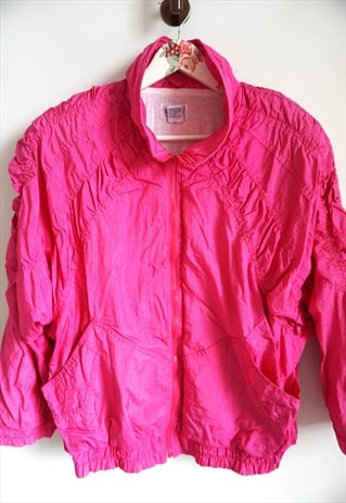 VINTAGE WINDBREAKER JACKET TRACKSUIT BRIGHT PINK ACTIVEWEAR