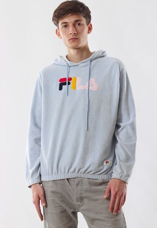 VINTAGE FILA HOODIE SWEATSHIRT 90S BLUE BIG LOGO