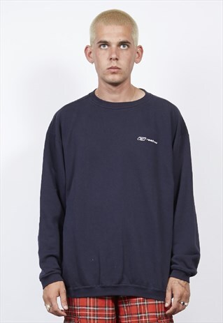 VINTAGE 90'S REEBOK LOGO NAVY SWEATER