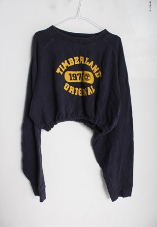 VINTAGE TIMBERLAND REWORKED CROPPED SWEATSHIRT BLUE