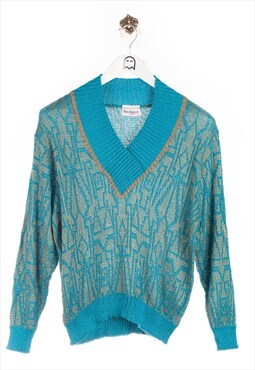 Vintage Miss Hudson  70s Sweater Abstract Pattern Turquoise