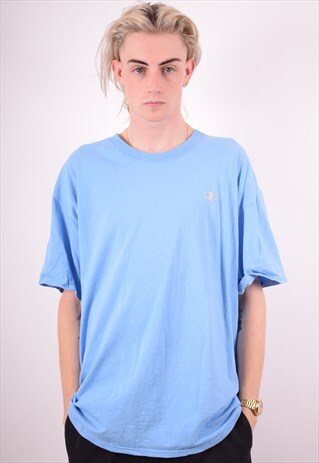 CHAMPION MENS VINTAGE T-SHIRT TOP 2XL BLUE 90S