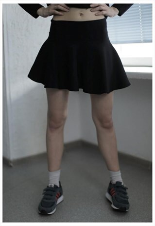VINTAGE 90'S BLACK COTTON MINI SKIRT