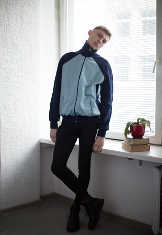 VINTAGE 80'S BLUE SPORT BOMBER JACKET