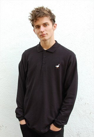 G&G UNISEX BLACK L/S POLO