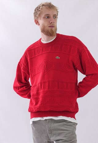 VINTAGE MENS LACOSTE LOGO KNIT JUMPER SWEATER