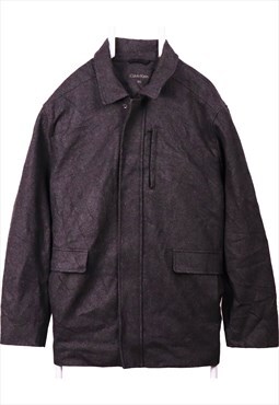 Calvin Klein 90's Wool Zip Up Trench Coat XXLarge (2XL) Grey