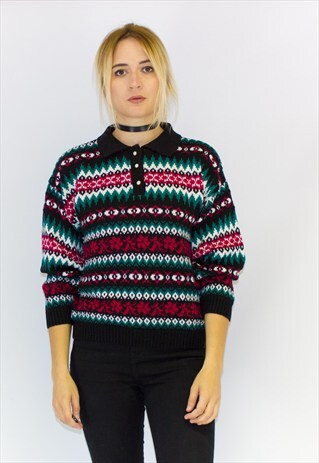 VINTAGE FAIRISLE AUTUMN COLLAR SWEATER