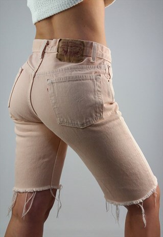 VINTAGE 90'S LEVI'S 501 CROPPED JEANS DENIM SHORTS IN MELON