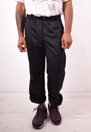 NIKE MENS VINTAGE TRACKSUIT TROUSERS MEDIUM BLACK 90S