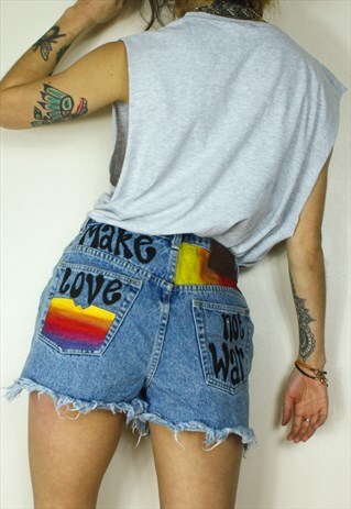 REWORKED FESTIVAL HIPPIE DENIM SHORTS