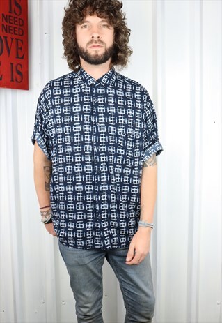 VINTAGE CRAZY PATTERN OVERSIZED SHORT SLEEVED SHIRT