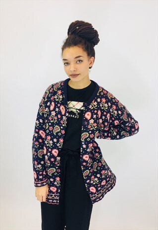 GORGEOUS COLOURFUL PAISLEY FLORAL BOHO KNITTED CARDIGAN