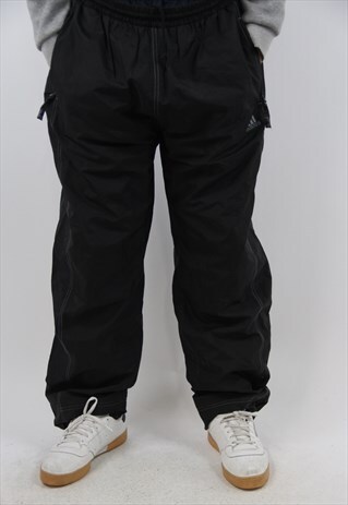 VINTAGE ADIDAS BLACK SHELL TRACKSUIT BOTTOMS