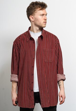 VINTAGE CORDUROY CORD STRIPED SHIRT