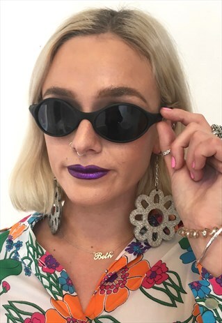 VINTAGE 90S BLACK RAVE OVAL SUNGLASSES