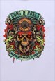 GUNS AND ROSES T-SHIRT SKULL PRINT TEE METAL BAND TOP WHITE