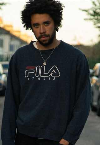 VINTAGE FILA ITALIA SWEATSHIRT IN BLACK, RED AND WHITE
