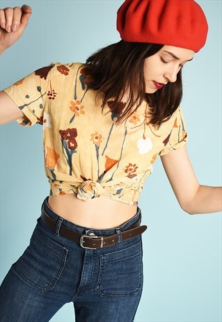 Y2K RETRO FLORAL PRINT PARIS CHIC FESTIVAL TOP TEE